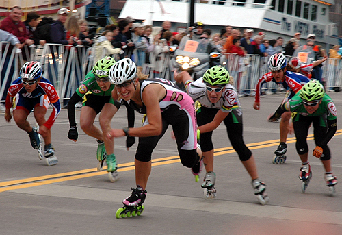 Julie Crossing the Finish Line