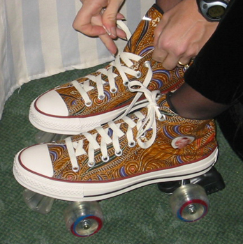 Kim Ames and her Batik Roller Skates